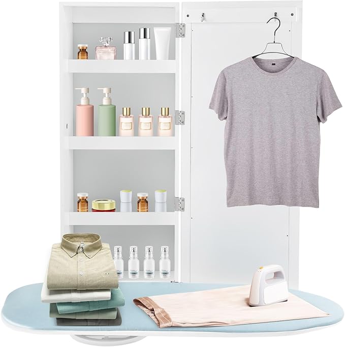 Ropoana Wall Mount Ironing Board Cabinet, Built-in Swivel Ironing Board Foldable by Unknown