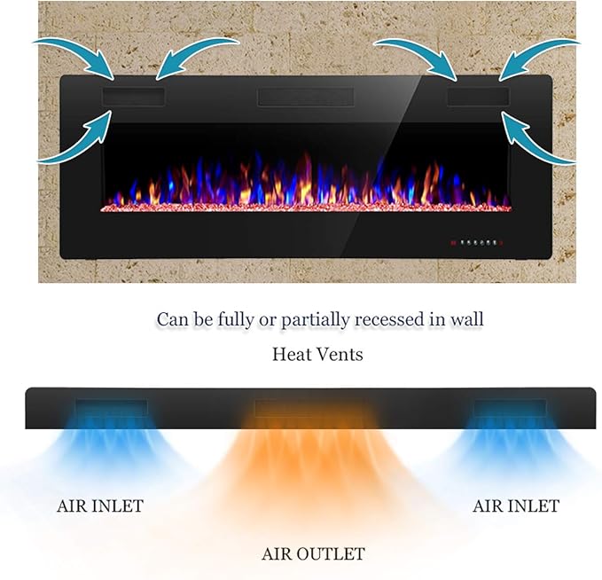 R.W.FLAME Electric Fireplace 50 inch Recessed and Wall Mounted, The Thinnest - Image 4