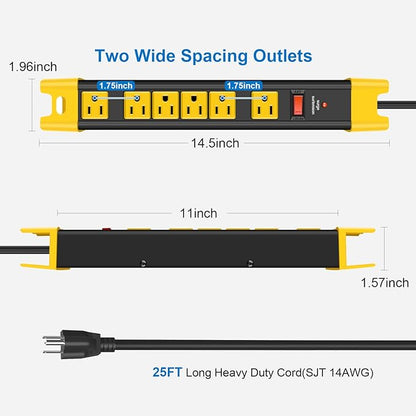 CCCEI Heavy Duty Power Strip Surge Protector - Image 3