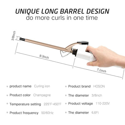 9mm Curling Iron Professional, 3/8 Inch Ceramic Tourmaline Curl Wand Barrel - Image 6