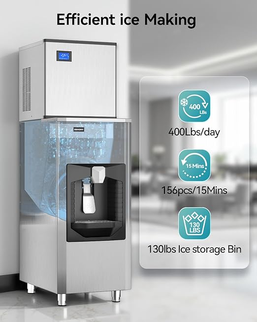 EUHOMY Commercial Ice Maker Machine 400Lb/24H, Ice Ready in 10-15 min, SECOP - Image 2
