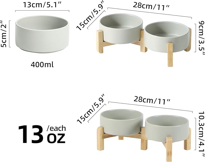 Ceramic Raised Double Bowls Set - Image 2