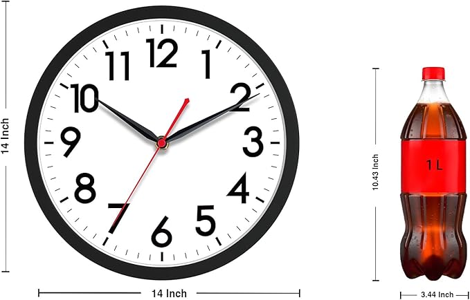 AKCISOT 14 Inch Wall Clock Silent Non-Ticking Modern Wall Clocks Battery - Image 2