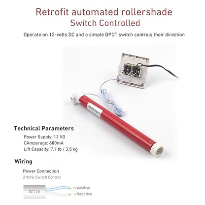 Rollerhouse 2 Wire Switch Controlled Motor Electric Roller Motor Hard Wired 12V - Image 3