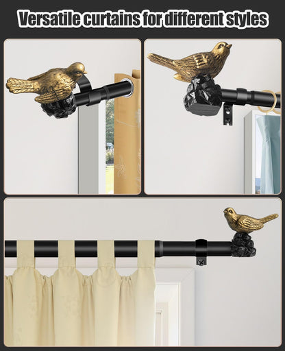 1 or 7/8 Inch Bird-Shaped Decorative Finials for Curtain Rods,Curtain Rod Ends Metal Curtain Rod Finials Ends Easy to Install Set of 2 Rod End (Gold)