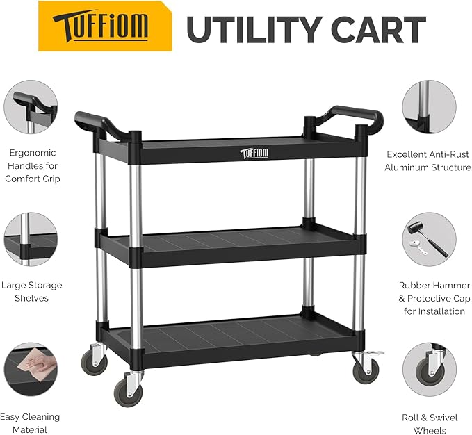 TUFFIOM Plastic Service Utility Cart - Image 2