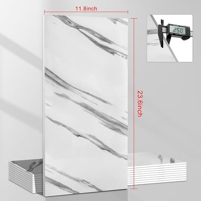 Wall Panels Peel and Stick，PVC Imitation Artificial Marble Tiles Sticker，10 pcs - Image 2