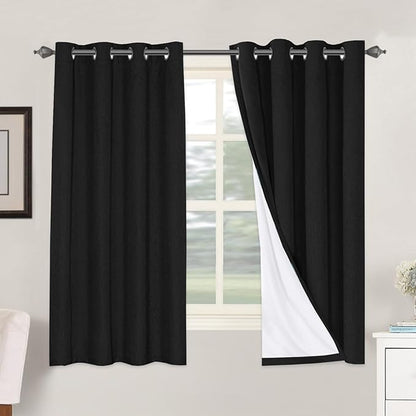 H.VERSAILTEX Linen Blackout Curtains 63 Inches Long 100% Blackout Thermal by HVERSAILTEX