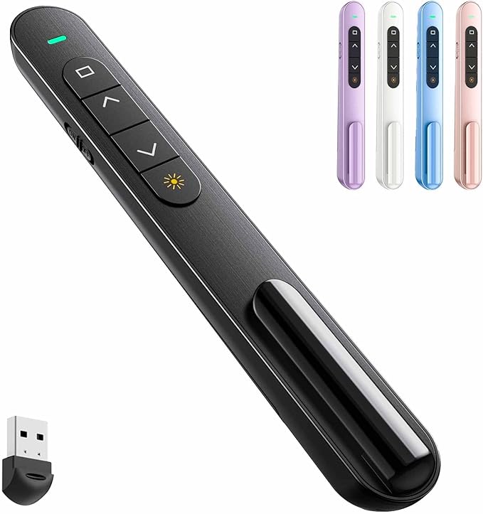 QUI Presentation Clicker for PowerPoint, RF 2.4GHz USB Wireless Presenter Remote by QUI