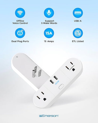 Emerson SmartVoice 4-in-1 Wall Plug, Offline 30+ Voice Control Commands - Image 7