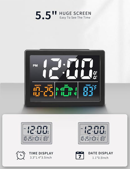Digital Alarm Clock, with 5.5" Large LED Time Display, Adjustable Alarm Volume - Image 2