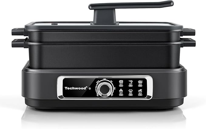 Electric Skillet, Techwood 7.5-Quart 2-in-1 Versatile Multi-Cooker by Techwood