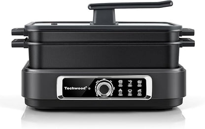 Electric Skillet, Techwood 7.5-Quart 2-in-1 Versatile Multi-Cooker by Techwood