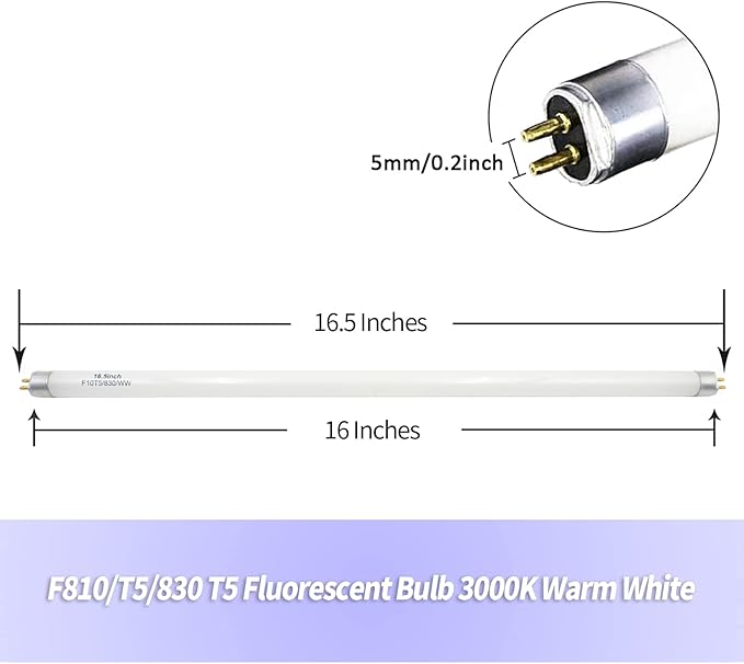16 Inches F10T5 Replacement Bulb Compatible Jasco T5 10 Watt Warm White 3000K - Image 2