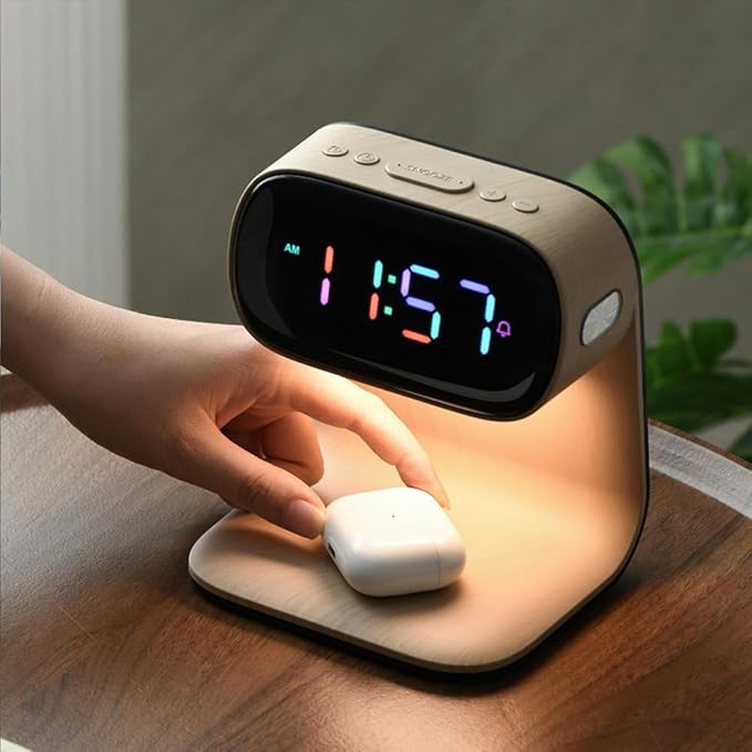 AYI 3in1 Multi-Functional Wireless Charging Alarm Clock Smart Night Light Qi - Image 4