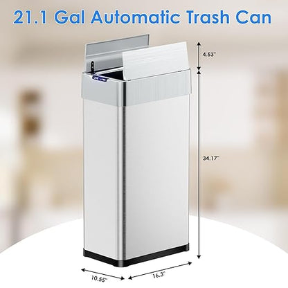 TLSUNNY 21.1 Gallon Automatic Trash Can, Stainless Steel Motion Sensor Garbage - Image 3