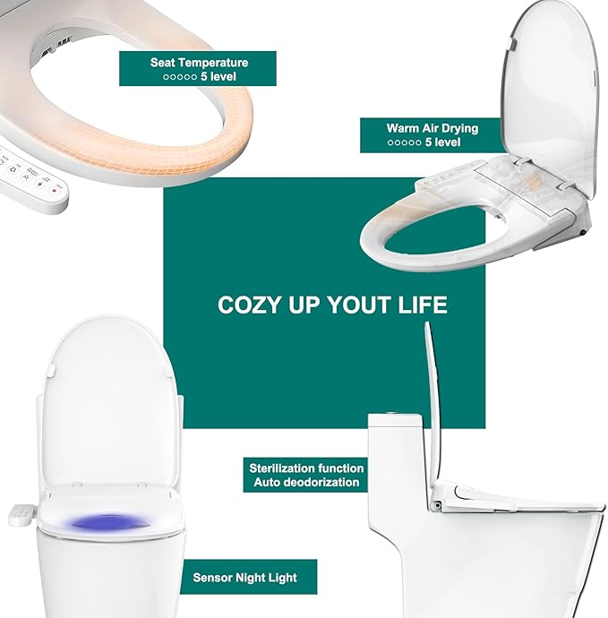 Aquatiz Elongated Smart Toilet Seat, Electronic Heated Toilet Seat, - Image 6