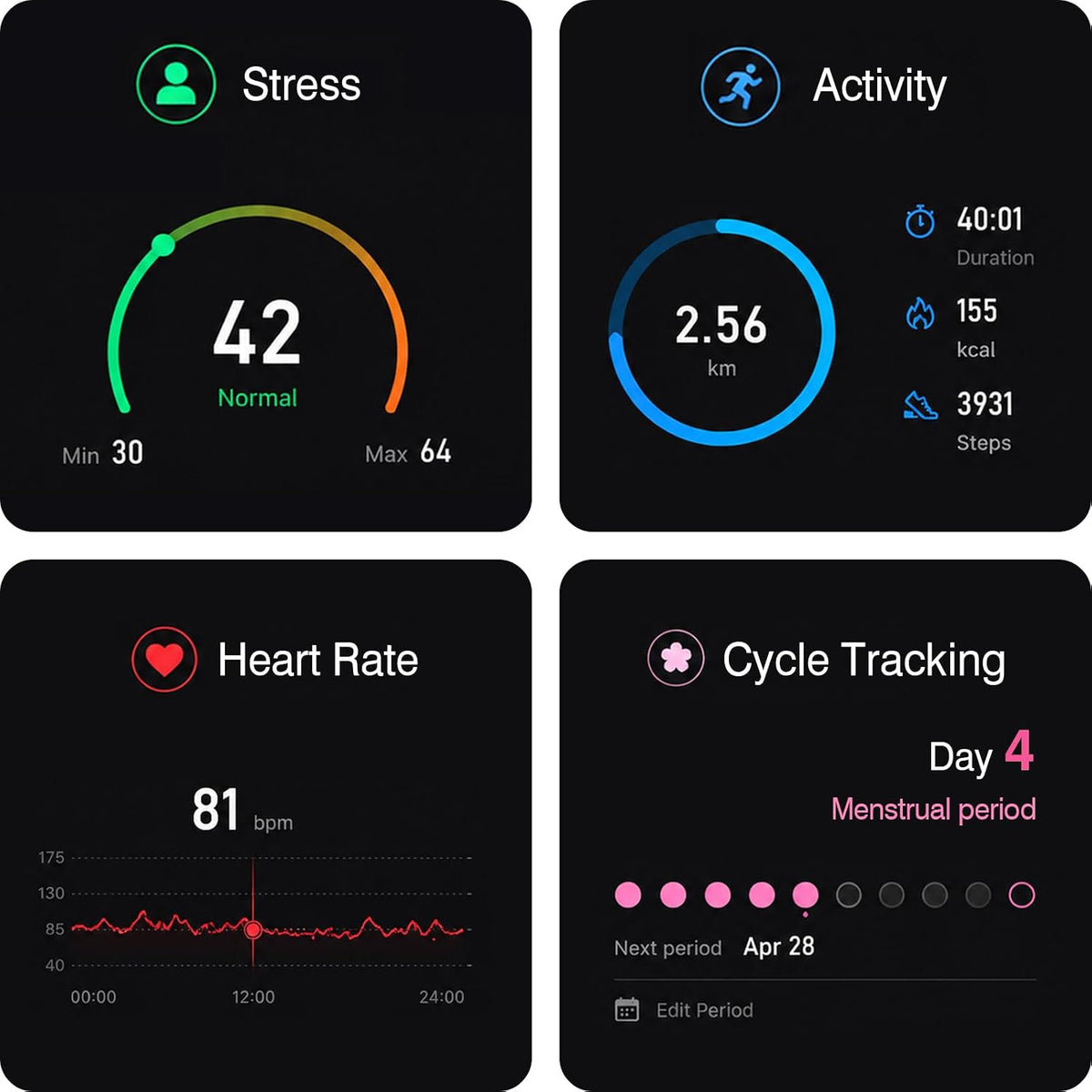 screenless fitness tracker for men women, for ios shown in use