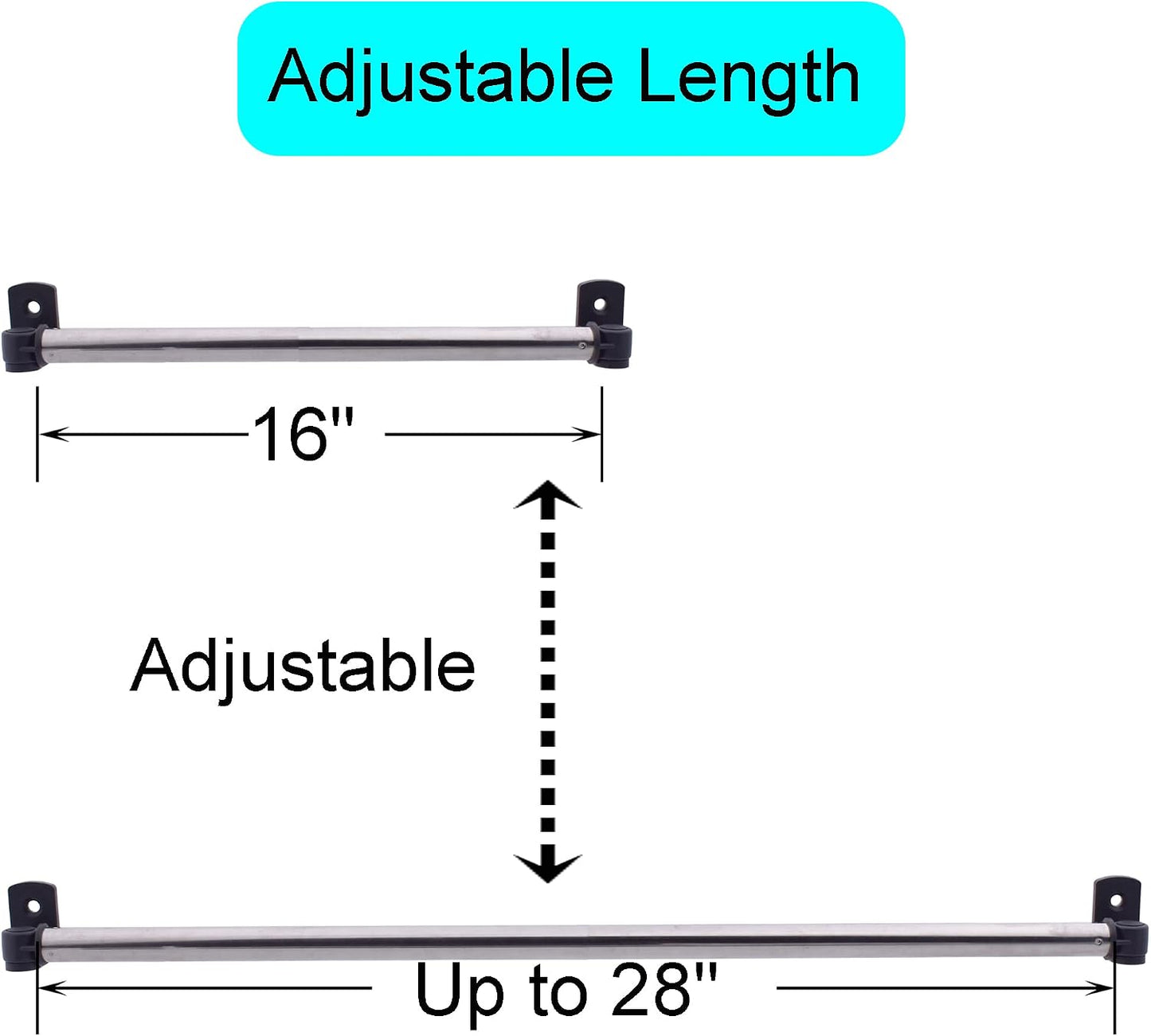 YYST Type A 16" to 28" Swivel End Curtain Sash Rod for Top & Bottom Doors & Sidelights Window Petite Café Sidelight W Screws (black-4)