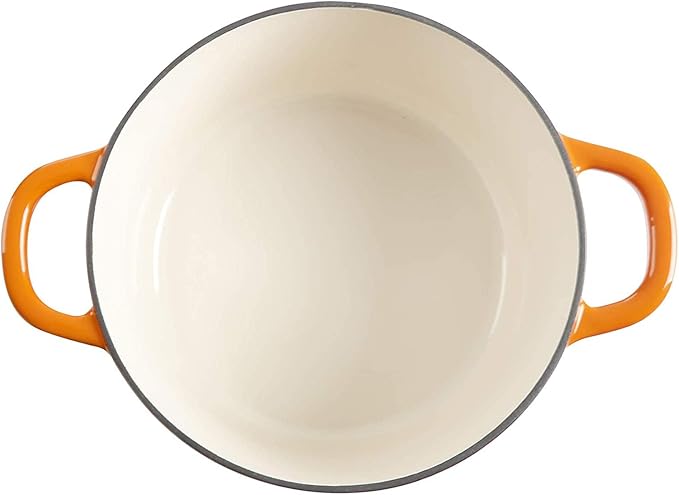 Crock-Pot Artisan 5-Quart Round Enameled Cast Iron Dutch Oven – Sunset Orange - Image 4