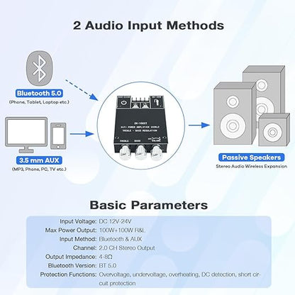 Hosyond ZK-1002T 100W+100W Bluetooth Amplifier Board - Image 3