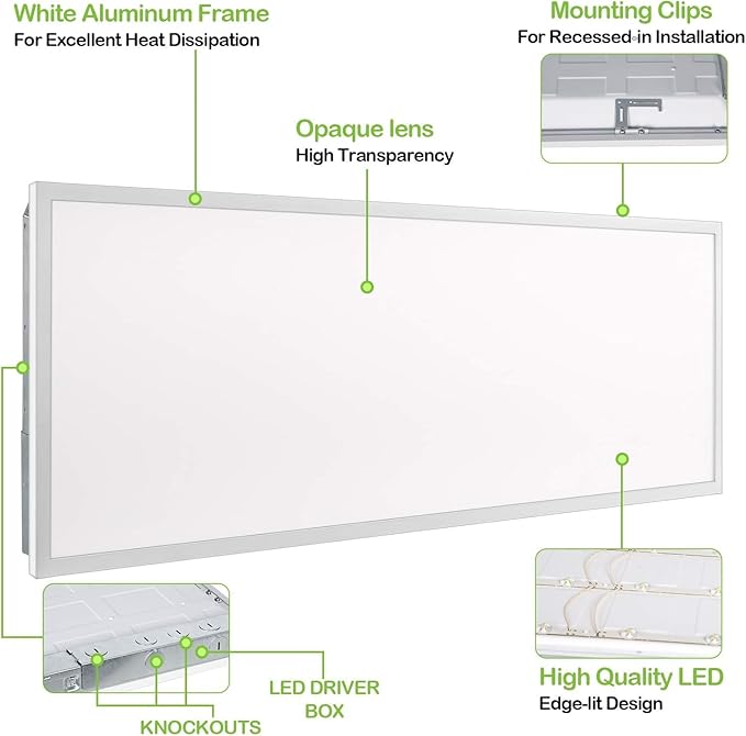 hykolity (6 Pack 2x4 FT LED Flat Panel Troffer Light, 30/40/50W 3-Wattage - Image 2