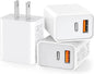 3 Pack USB C Wall Charger, 20W Durable Dual Port QC+PD 3.0 Power Adapter by CSODINCE