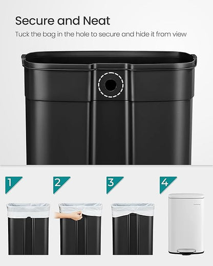 SONGMICS 13 Gallon Trash Can, Stainless Steel Kitchen Garbage Can, Recycling or - Image 5