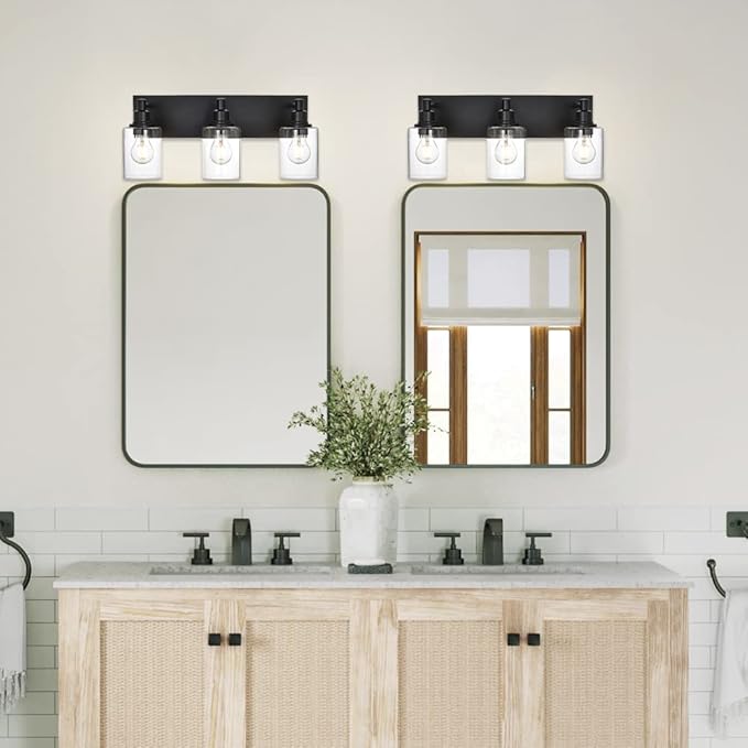 TODOLUZ Industrial Wall Sconce Lighting in Matte Black Finish, 3-Light Bathroom - Image 6