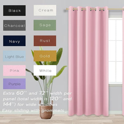 KOUFALL Kids Curtains for Bedroom, Nursery Curtains Girl Blackout Baby Pink - Image 2