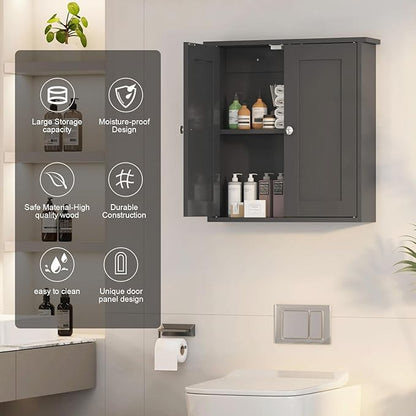 Black Bathroom Wall Cabinet, Medicine Cabinet Over Toilet, Bathroom Cabinet - Image 3
