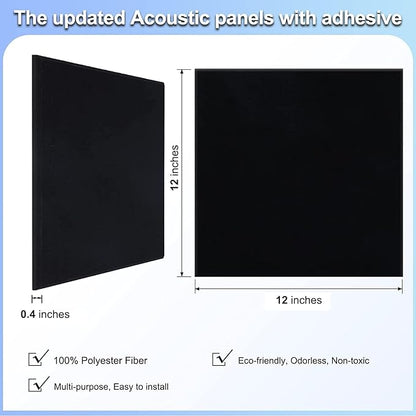 18 Pack Black Acoustic Panels 12"X12"X 0.4"Sound Absorbing Panel Wall - Image 4