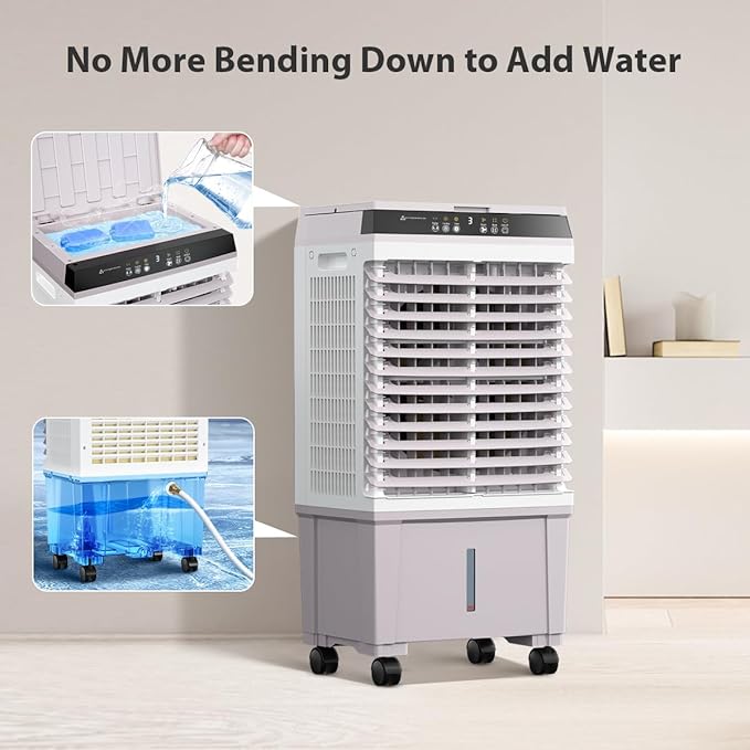 LifePlus Evaporative Air Cooler 1800 CFM Swamp Cooler Portable Cooling Fan - Image 4