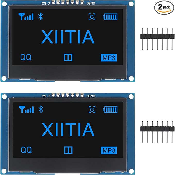 XIITIA 2pcs 2.42 inch 128x64 OLED LCD Display Module SSD1309 7 Pin SPI/IIC I2C by XIITIA