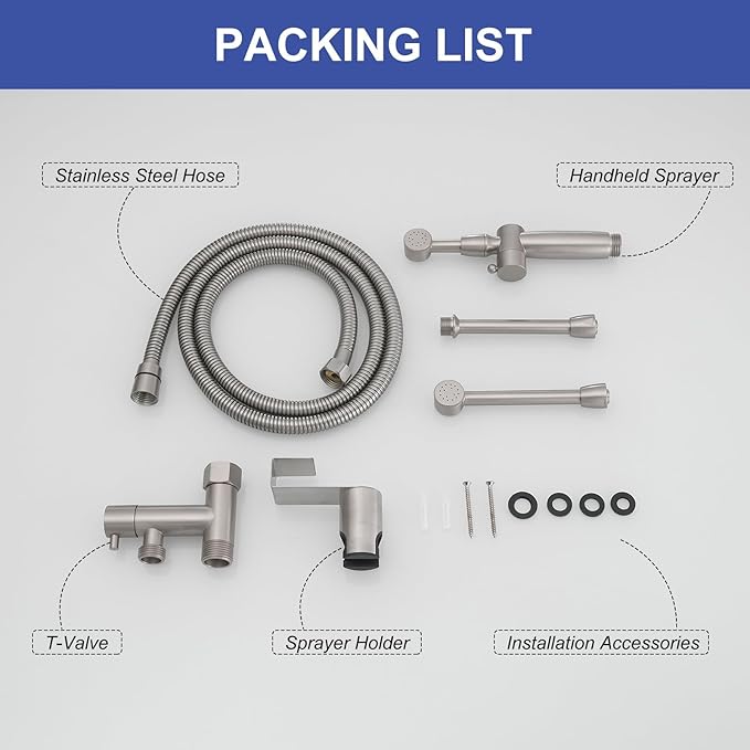 Brushed Nickel Handheld Bidet Sprayer Attachment - Image 5