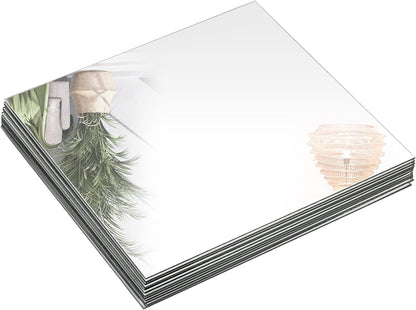 Set of 12 Square Mirrors for Centerpieces, 10 x 10 Inch Glass Mirror Tray Candle Plates Wall Mounted Glass Mirror Tiles Bulk for Table Centerpieces, Wedding, Party, Wall Decor, Crafts