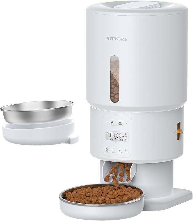 Automatic Cat Feeder - 5L Anti-Clog Cat Food Dispenser Keeps 2-15mm Dry Food by Nityers