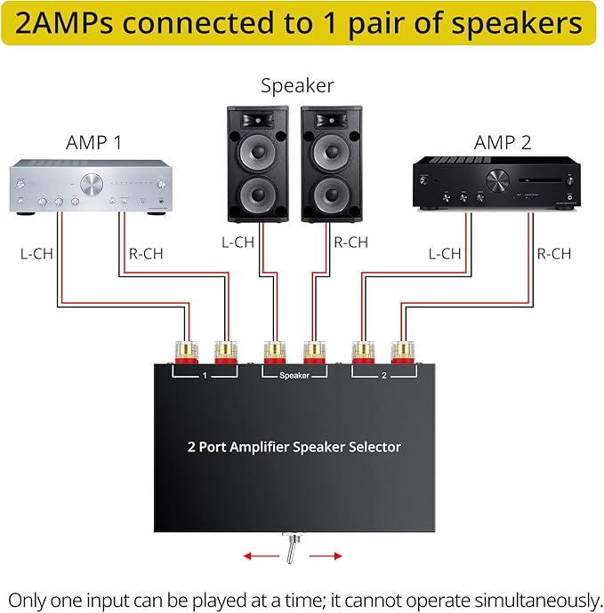 PROZOR 2-in-1-Out Amp Amplifier Speaker Switcher Selector, 2-Way Speaker - Image 3