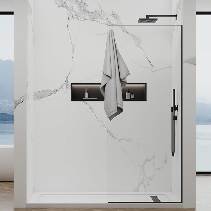 Shower Screen, 3/8" Tempered Glass, Shower Wall Panels, Fix Shower Glass Screen by YTSAHSTT