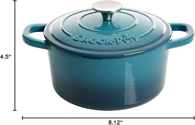 Crock-Pot Artisan 3-Quart Round Enameled Cast Iron Dutch Oven – Gradient Teal - Image 7