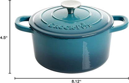 Crock-Pot Artisan 3-Quart Round Enameled Cast Iron Dutch Oven – Gradient Teal - Image 7