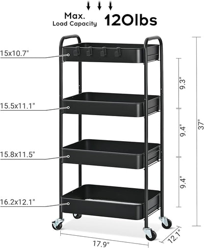 TOOLF 4-Tier Metal Rolling Cart - Image 2