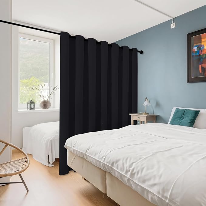 ChrisDowa Room Divider Curtain 96 Inches Long, Wide Blackout Sliding Door - Image 2