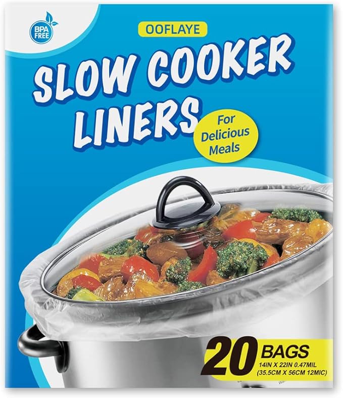20 Counts Slow Cooker Liners and Cooking Bags, Extra Large Size Fits 6-10QT Pot by OOFLAYE