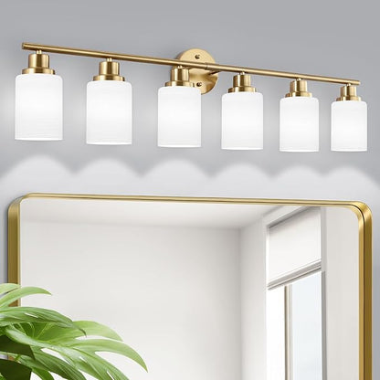 Guliaofo 6-Light Vanity Lights, Brushed Gold Bathroom Light Fixture by GuliaofoLights