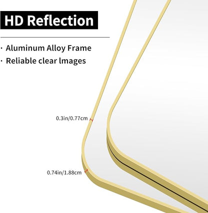 30"x60" Gold Bathroom Mirror, Large Rectangle Mirror, Rectangular Wall Mirror - Image 9