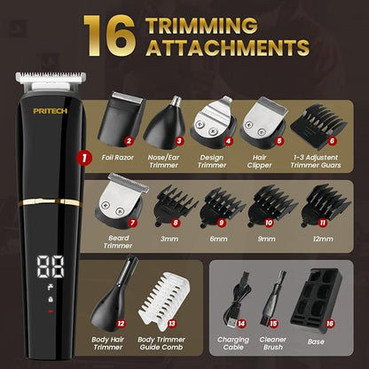PRITECH Beard Trimmer for Men, 6 in 1 Hair Clippers Kit, Precision Cordless - Image 5