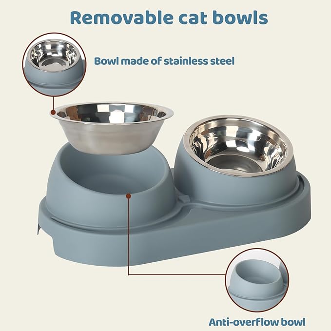 SAROSORA Cat Feeder Stainless Steel Bowl, Pet Food and Water Bowl Dishes - Image 5