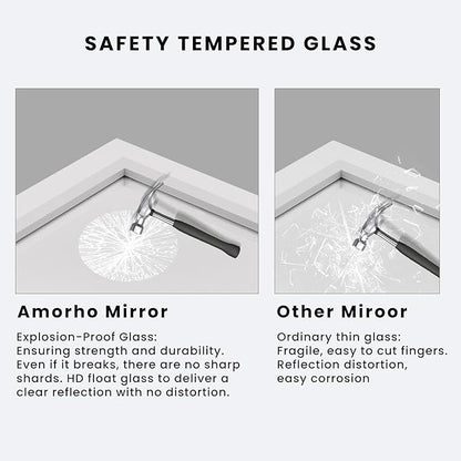 Amorho Bathroom Mirror, 36x36 Inch White Thick Metal Framed Wall Mirrors - Image 4
