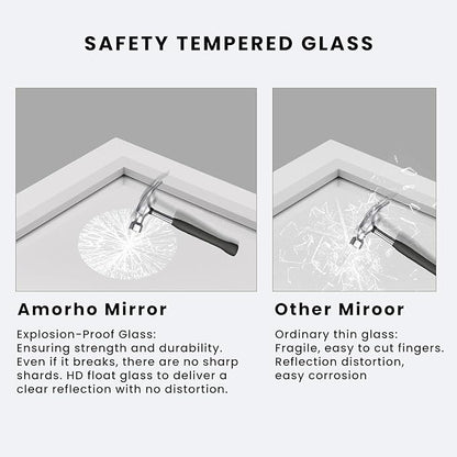 Amorho Bathroom Mirror, 24x36 Inch White Thick Metal Framed Wall Mirrors - Image 4